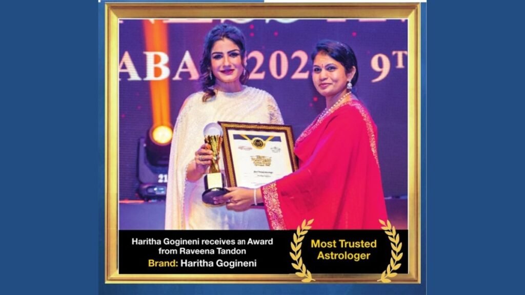 Hyderabad Astrologer Haritha Gogineni Honored as “Most Trusted Astrologer” at Times Business Awards 2023