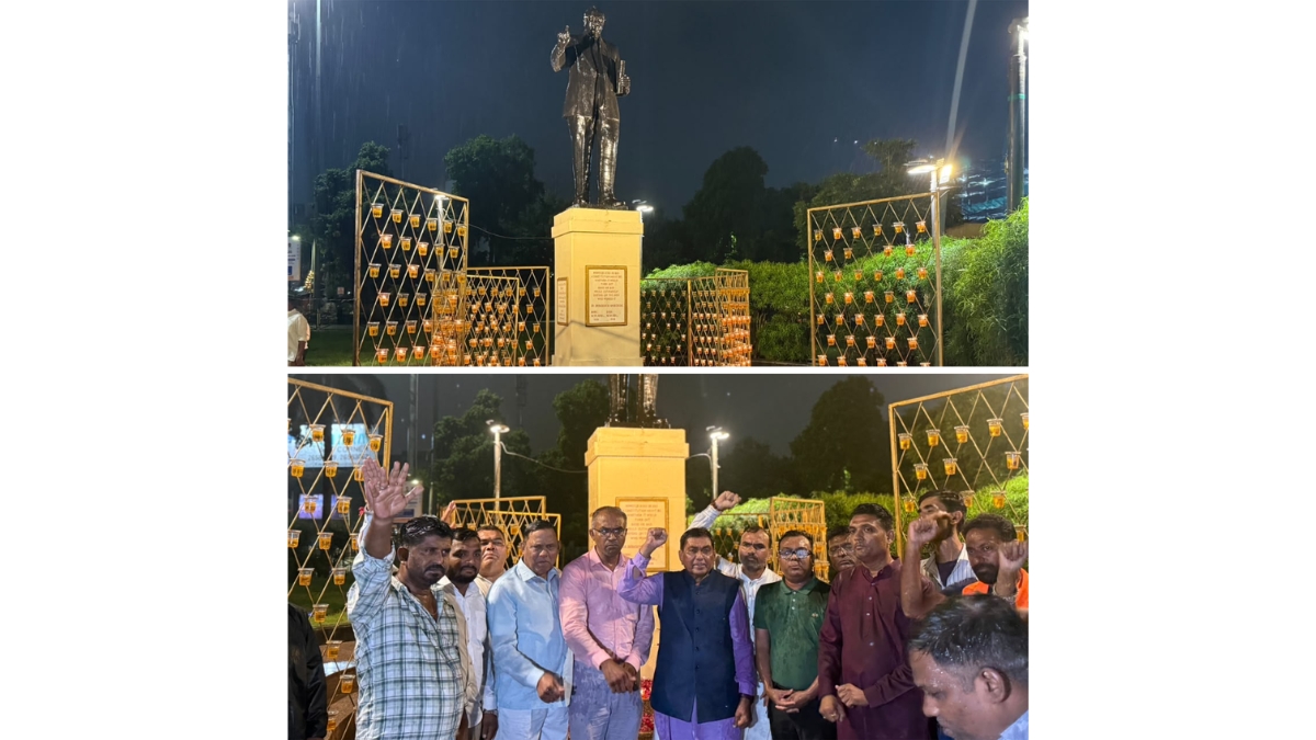 Thousands of Diyas Lit Before Babasaheb Ambedkar Statue at ‘Aashirwad No Divdo’ in Ahmedabad